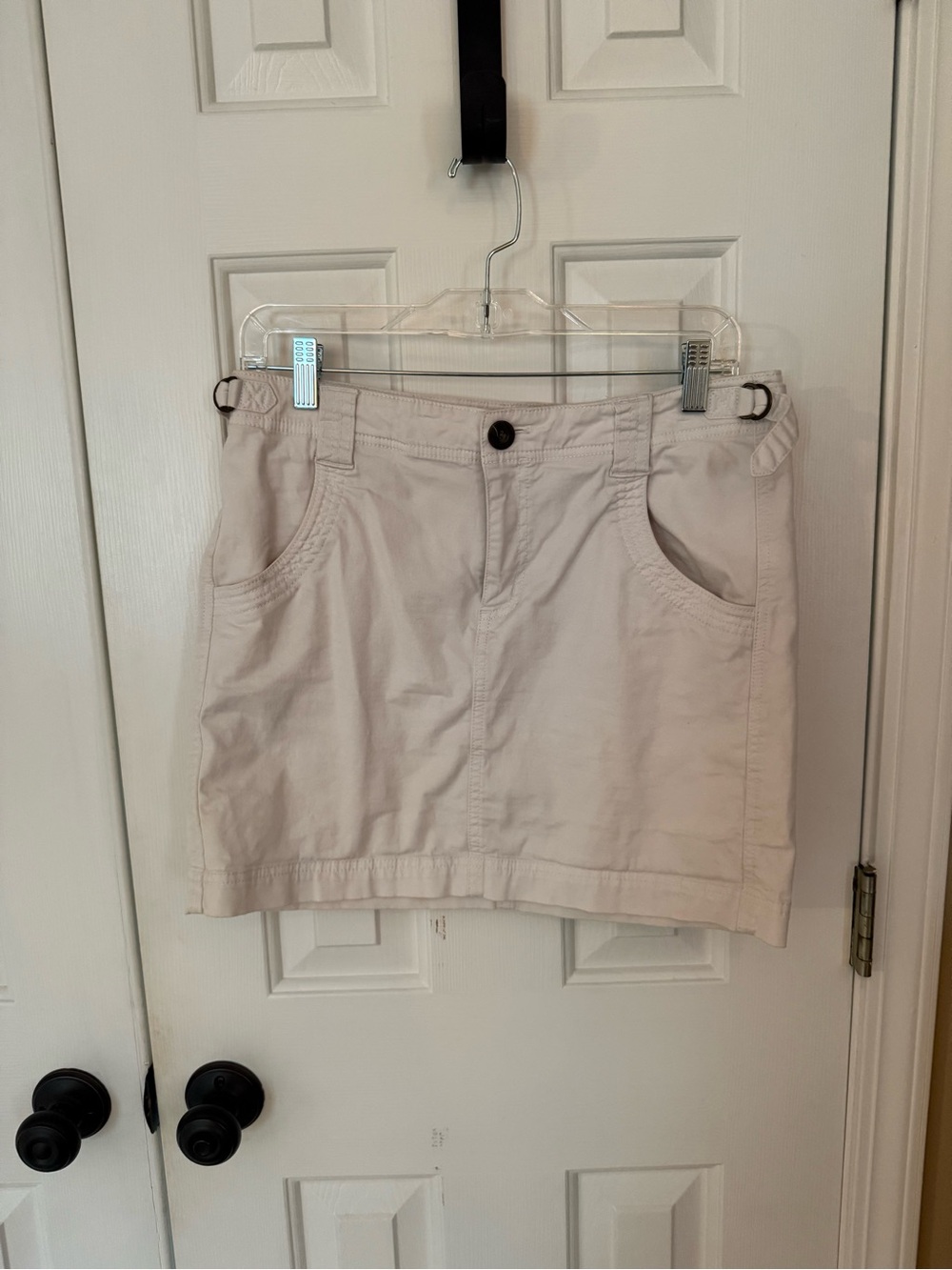 Athleta white denim mini skirt -8
